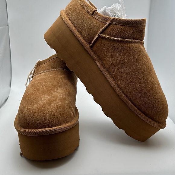 CUSHIONAIRE Women's Genuine Suede Cozy Mule Platform +Memory Foam 8.5 CHESTNUT - Picture 6 of 7